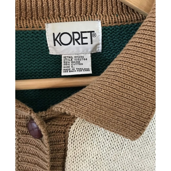 Vintage Koret 1990s Equestrian theme Horses Animal Preppy Knit Cardigan Sz Large - Picture 4 of 6